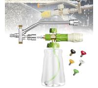 2-in-1 High-Pressure Car Washer Nozzle Accessories, Foam Cannon for Pressure Washer, Dual Connectors with 1/4" Quick Connect, with 5 Sprayer Nozzles for Car Wash, Patio Cleaning (Set-B)