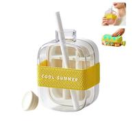 2-in-1 Ice Cube Tray Water Bottle, Press-to-Release Ice Tray, Portable Leak-Proof ICY Drink Gadget with Straw, Perfect for Home ice-Making, Outdoor picnics, Office use 800ml(White)