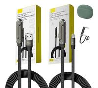 2-in-1 Invisible Holder Charger Cable - 240w Fast Charging Cord with Built-In Phone Stand, Anti-Tangle 5ft T-Shaped Foldable Multi-functional Charger Cord for Smartphones Tablets (Type C+Type A)