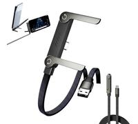 2-in-1 Invisible Holder Charger Cable with Stand,240W Braided Fast Charge Cable with 360° Adjustable Metal Stand,5ft 90° Angled USB-C Cord Fast Charging Cable for Smartphones,Tablets,Laptops (1.)