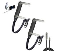 2-in-1 Invisible Holder Charger Cable with Stand,240W Braided Fast Charge Cable with 360° Adjustable Metal Stand,5ft 90° Angled USB-C Cord Fast Charging Cable for Smartphones,Tablets,Laptops (2)