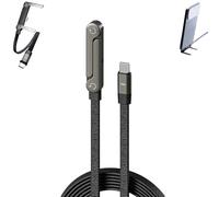 2-in-1 Invisible Holder Charger Cable with Stand, 240W Fast Charging Cord & Multi-Angle Adjustable Metal Phone Stand for Gaming, Office, Car Travel (1Pcs)