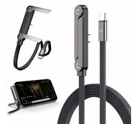 2-in-1 Invisible Stand Charging Cable,240W Braided Fast Charge Cable with Built-in Stand,Multi Charger Cord with Type C Multi-Angle Adjustable Holder,1.5m,for Smartphones,Tablets,Laptops