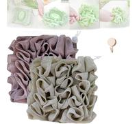 2 in 1 Loofah Sponge Washcloth for Bar Soap, Soap Pouch with Drawstring, Exfoliating Mesh Shower Scrubber Glove for Body Wash(2pcs D)