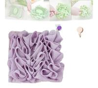 2 in 1 Loofah Sponge Washcloth for Bar Soap, Soap Pouch with Drawstring, Exfoliating Mesh Shower Scrubber Glove for Body Wash(Purple)