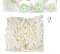 2 in 1 Loofah Sponge Washcloth for Bar Soap, Soap Pouch with Drawstring, Exfoliating Mesh Shower Scrubber Glove for Body Wash(White)