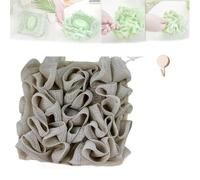 2 in 1 Loofah Sponge Washcloth for Bar Soap, Soap Pouch with Drawstring, Exfoliating Mesh Shower Scrubber Glove for Body Wash(Khaki)