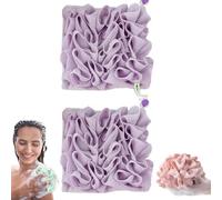 2-in-1 Loofah Washcloth for Bar Soap, Bath Sponge Glove with Mesh Exterior and Terry Cloth Interior for Lathering and Gentle Skin Cleansing