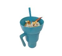 2-in-1 Magnetic Snack Bowl & Drink Cup Combo - Detachable Leakproof Travel Tumbler with Handle & Straw - for Popcorn, Snacks, Coffee On-the-Go (Cinema, Car, Home) (10#)
