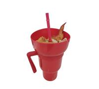 2-in-1 Magnetic Snack Bowl & Drink Cup Combo - Detachable Leakproof Travel Tumbler with Handle & Straw - for Popcorn, Snacks, Coffee On-the-Go (Cinema, Car, Home) (4#)