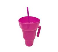 2-in-1 Magnetic Snack Bowl & Drink Cup Combo - Detachable Leakproof Travel Tumbler with Handle & Straw - for Popcorn, Snacks, Coffee On-the-Go (Cinema, Car, Home) (7#)