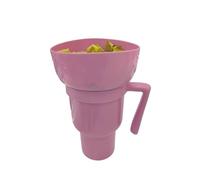 2-in-1 Magnetic Snack Bowl & Drink Cup Combo - Detachable Leakproof Travel Tumbler with Handle & Straw - for Popcorn, Snacks, Coffee On-the-Go (Cinema, Car, Home) (9#)