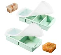 2 in 1 Molde Silicona Congelador & Souper Cubes, Moldes Silicona Congelar Porciones, Bandeja Extragrande Para Cubitos de Hielo Para Sopa, Caldo, Salsa, Mantequilla, (4 x 250 Ml, 2 x 500 Ml, Verde)
