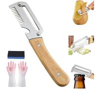 2-in-1 Multi-Function Vegetable Peeler for Kitchen with Ultra-Sharp Stainless Steel Blade and Ergonomic Wooden Handle - Effortlessly Peeling Potatoes, Carrots and Open Wine Bottles (1 unidad)