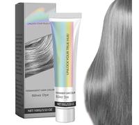 2-in-1 Natural Essence Extract Silver Hair Dye, Silver Gray Natural Hair Dye Cream, Silver Metallic Hair Dye, Fashion Silver Gray Hair Dye Permanent, For Daily & Cosplayer & Party