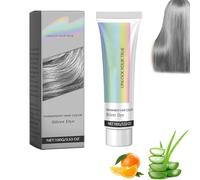2-in-1 Natural Essence Extract Silver Hair Dye, Silver Gray Natural Hair Dye Cream, Sliver Metallic Hair Dye, Permanent Hair Color Silver Hair Dye, Fashionable and Long-Lasting (1Pcs, One Size)