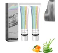 2-in-1 Natural Essence Extract Silver Hair Dye, Silver Gray Natural Hair Dye Cream, Sliver Metallic Hair Dye, Permanent Hair Color Silver Hair Dye, Fashionable and Long-Lasting (2Pcs, One Size)