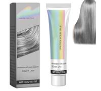 2 in 1 Natural Essence Extract Silver Hair Dye, Silver Metallic Hair Dye - Silver Gray Hair Dye, Silver Gray Natural Hair Dye Cream,Instant Natural Hairstyle Cream Dye (Silver, 1PC)