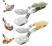 2-in-1 Non-Slip Cooking Spatula Tongs,Stainless Steel Kitchen Tongs for Cooking,Anti-Scald Grill Clamp,Double Egg Spatula Flipper,Food Flip Shovel Clip Tool for Steak Fish Bread Pizza (G+Y)