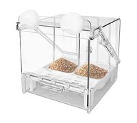 2 In 1 Parrot Bath Basin Feeder - PP 18x17.5x17cm 1100g Transparent Bird Shower Bath - Visible Eating Bowl For Cage - Bathing and Feeding Station Accessory