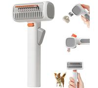 2-in-1 Pet Self-Detangling & Grooming Comb, Dual-mode Dog Deshedding Brush, Self Cleaning Pet Grooming Comb with Release Button, Undercoat Rake and Deshedding Tool for Dogs & Cats (1pcs)
