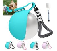 2-in-1 Portable Dog Water Bottle for Small Dogs - Leak-Proof & Compact Dog Travel, Foldable Pet Water Bottle for Travel - Stainless Steel Bottle & Silicone Bowl, for Walking Hiking (Blue)