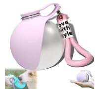 2-in-1 Portable Dog Water Bottle for Small Dogs, Leak-Proof & Compact, One-Hand Operation, Stainless Steel Bottle & Silicone Bowl for Small Dogs Walking, Hiking & Travel (Pink A)