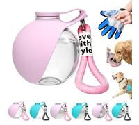 2-in-1 Portable Dog Water Bottle for Small Dogs, Leak-Proof Stainless Dog Travel Water Bottle with Foldable Silicone Bowl, 285ml Pet Water Bottle for Walking and Road Trips (Pink-Plastic)
