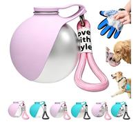 2-in-1 Portable Dog Water Bottle for Small Dogs, Leak-Proof Stainless Dog Travel Water Bottle with Foldable Silicone Bowl, 285ml Pet Water Bottle for Walking and Road Trips (Pink-Stainless Steel-a)