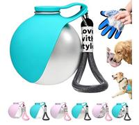 2-in-1 Portable Dog Water Bottle for Small Dogs, Leak-Proof Stainless Dog Travel Water Bottle with Foldable Silicone Bowl, 285ml Pet Water Bottle for Walking and Road Trips (Blue-Stainless Steel-a)