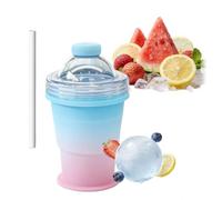 2-in-1 Portable Ice Bottle Maker and Silicone Tumbler, Collapsible Ice Maker Cup with Lid and Straw, Large Round Ice Sphere Mold for Coffee and Summer Drinks, Leakproof Travel Tumbler Ice Molds (A)