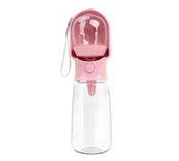 2-in-1 Portable Pet Water Bottle with Food Box-Suitable For Walking and Hiking. The Dispenser Is Suitable For Cats, Dogs and Puppies. It Is and 2 Capacities(Pink(500ml))