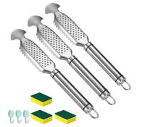 2-in-1 Stainless Steel Fish Scaler + Ginger Grater | Hanging Handle Design | Effortless Descaling & Grating | Durable Rust-Resistant Kitchen Tool for Home & Professional Use (3 PCS)