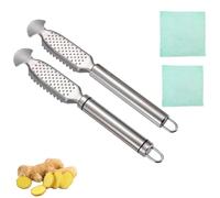 2-in-1 Stainless Steel Fish Scaler + Ginger Grater, Hanging Handle Design, Suitable for restaurants and kitchens (A-2pcs)