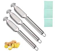 2-in-1 Stainless Steel Fish Scaler + Ginger Grater, Hanging Handle Design, Suitable for restaurants and kitchens (A-3pcs)