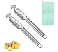 2-in-1 Stainless Steel Fish Scaler + Ginger Grater, Hanging Handle Design, Suitable for restaurants and kitchens (B-2pcs)