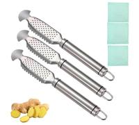 2-in-1 Stainless Steel Fish Scaler + Ginger Grater, Hanging Handle Design, Suitable for restaurants and kitchens (B-3pcs)