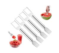 2-in-1 Stainless Steel Fruit Cutter & Watermelon Fork Slicer Tool - Perfect for Effortless Watermelon Slicing & Forking, Ideal Kitchen Gadget for Home, Parties & Camping (4pc)