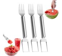 2-in-1 Stainless Steel Fruit Cutter & Watermelon Fork Slicer Tool - Perfect for Effortless Watermelon Slicing & Forking, Ideal Kitchen Gadget for Home, Parties & Camping (3pc)