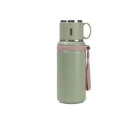 2 in 1 Stainless Steel Vacuum Insulated Bottle with Cup Lid, Leak Proof Water Bottles for Travel, Gym, Office, Daily (Military green,600 ML)