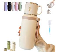 2 In 1 Stainless Steel Vacuum Insulated Bottle With Lidded Cup, 20 Ounce, Wide Mouth Leakproof Large Capacity thermal flask water bottle for Travel, Gym & School (White)