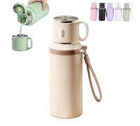 2 In 1 Stainless Steel Vacuum Insulated Bottle With Lidded Cup, 316 Stainless Steel Water Bottle, Detachable Design, leakproof large capacity lidded cup for Travel, Gym (White)