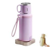 2 In 1 Stainless Steel Vacuum Insulated Bottle with Lidded Cup, Double Layer Insulated Drinkware Bottles, Leakproof Large Capacity Coffee Bottles Thermal Flask, for Travel, School (Purple)