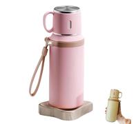 2 In 1 Stainless Steel Vacuum Insulated Bottle with Lidded Cup, Double Layer Insulated Drinkware Bottles, Leakproof Large Capacity Coffee Bottles Thermal Flask, for Travel, School (Pink)