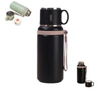 2 in 1 Stainless Steel Vacuum Insulated Bottle with Lidded Cup, Double Layer Insulated Drinkware Bottles, Portable Large Capacity Coffee Bottles, For Travel, Gym (Black)