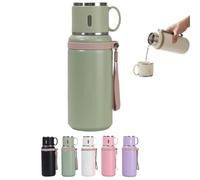 2 in 1 Stainless Steel Vacuum Insulated Bottle with Lidded Cup, Portable Leakproof Large Capacity Coffee Bottles, For Travel, Gym, School (Green)