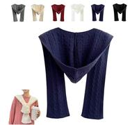 2-in-1 Unisex Hooded Scarf,Knitted Hooded Long Scarf Large Head Wrap Scarves,Lightweight Warm Shawl for Cold Weather Outdoor (Dark Blue)
