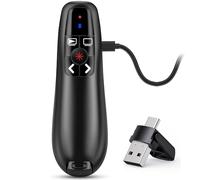 2-in-1 USB Type C Pasador Diapositivas Mando Ordenador Powerpoint,2,4GHz Recargable Presentador Inalambrico Mando Presentaciones USB Distancia Puntero Powerpoint Remote Presenter para Computadora
