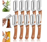 2 in 1 Vegetable Peeler with Bottle Opener, Ergonomic Non-Slip Wooden Handle Veggie Peeler for Kitchen&Camping, Rust-Resistant Stainless Steel Blade for Thick-Skinned Potato & Pumpkin (10Pcs)