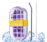 2-in-1 Water Bottle - Reusable Bottle with Ice Tray, 2-in-1 Container with Straw for Easy Drinking, Press Release Ice Tray, Travel Outdoor Hydration for Home Kitchen Office, Camping Hiking Picnic